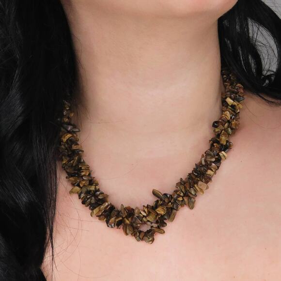 1990s Vintage Tiger's Eye Stone Chunky Necklace - Picture 2 of 4